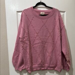 Pink Sweater with Diamond Pattern